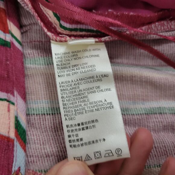 FREE PEOPLE La Paz Rainbow Pink Striped High Rise Cropped Flare Pants SIZE 10 - Picture 7 of 11